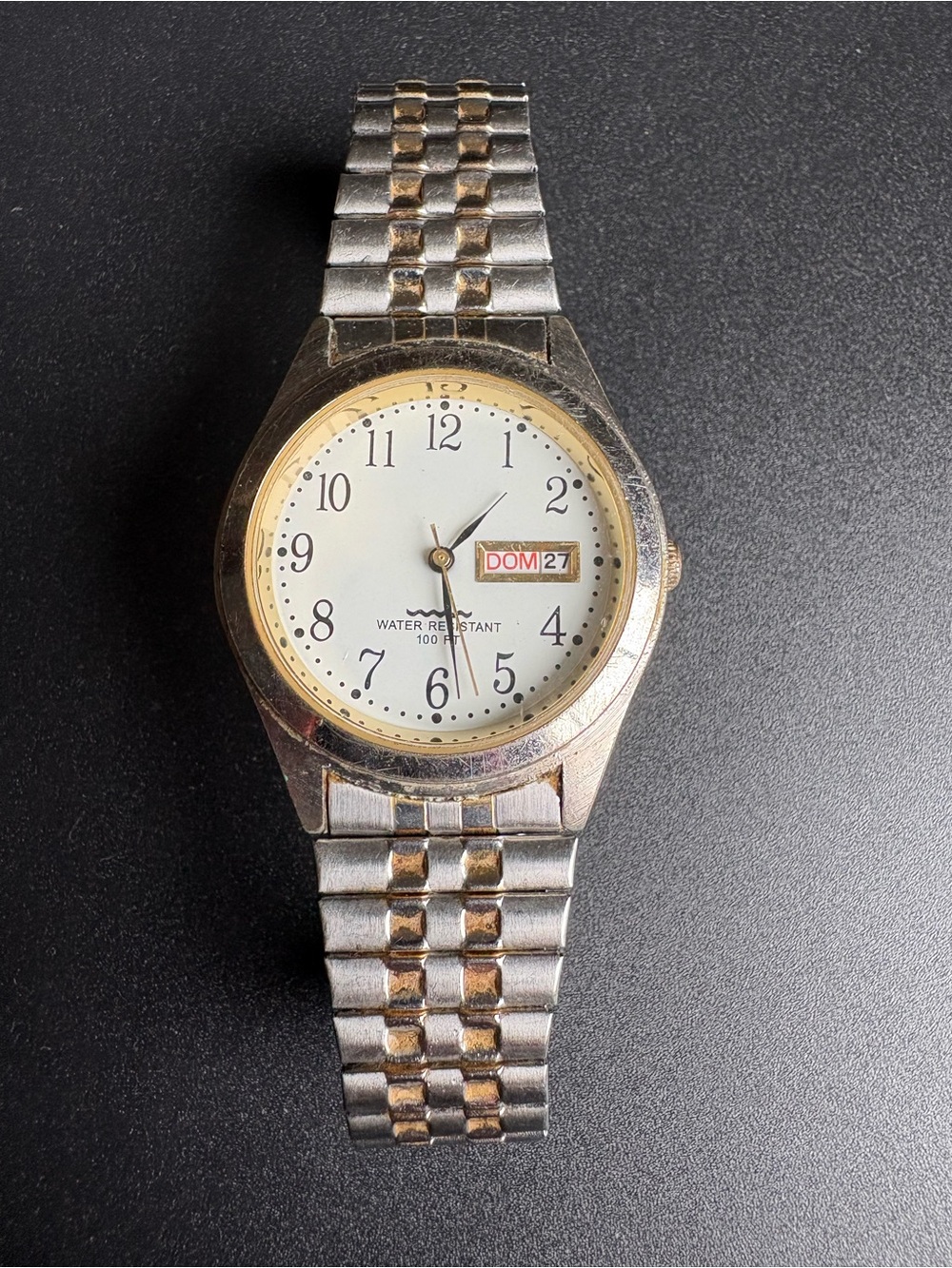 Two-Tone Men's Dress Watch with Date - White Dial